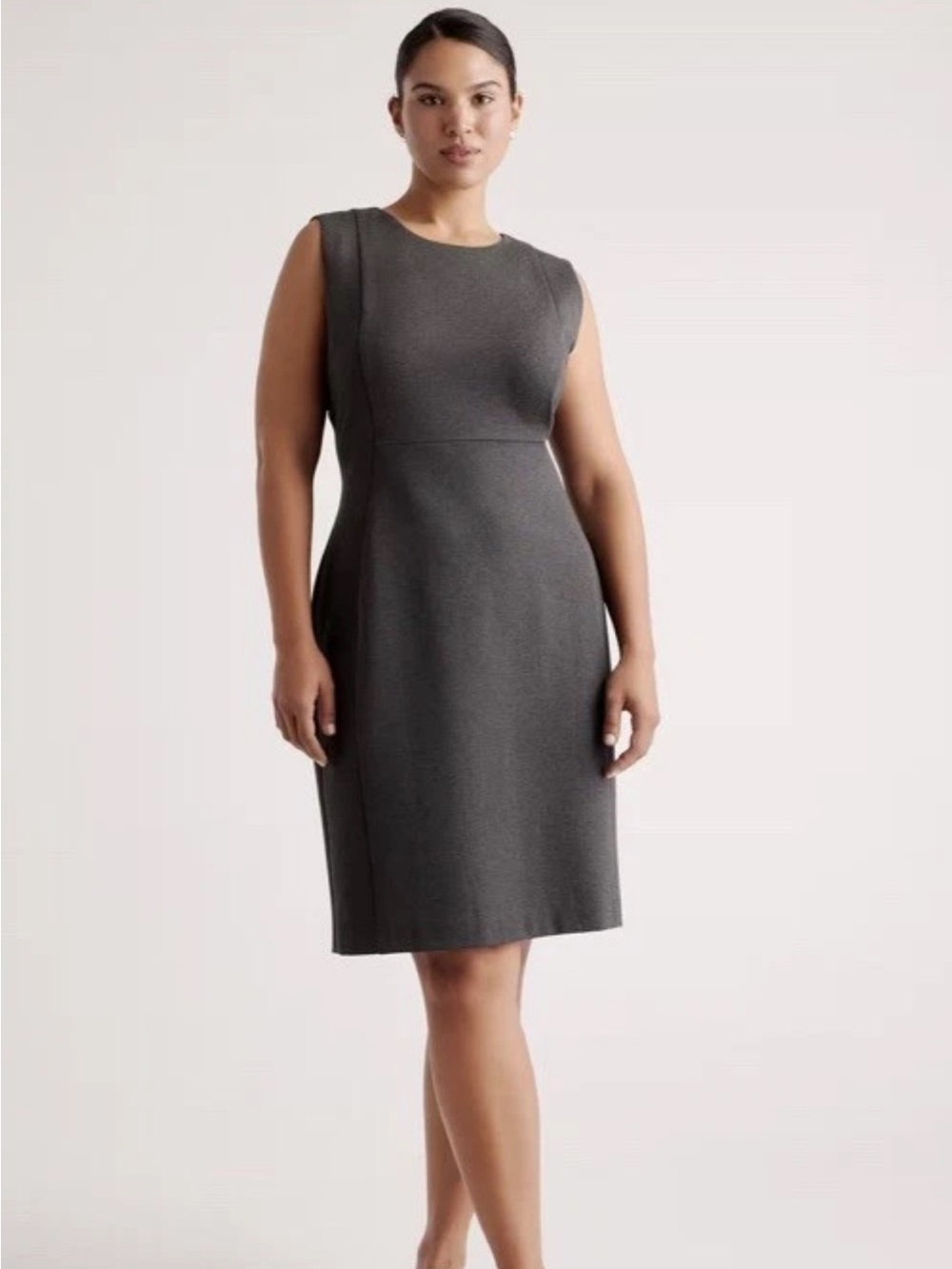 Quince Charcoal Ultra-Stretch Ponte Fitted Sheath Workwear Dress M